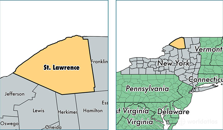 location of Saint Lawrence county on a map