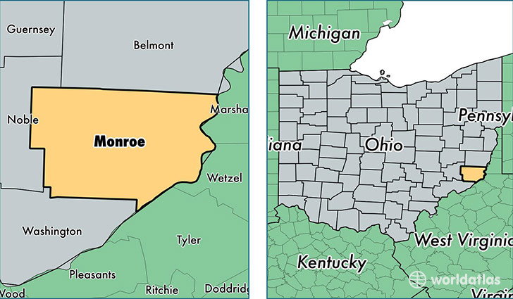 location of Monroe county on a map