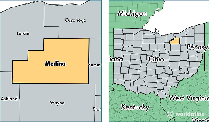 location of Medina county on a map
