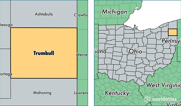 location of Trumbull county on a map