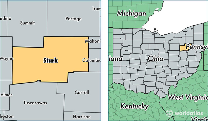 location of Stark county on a map