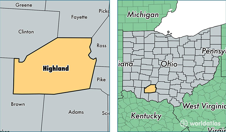 location of Highland county on a map