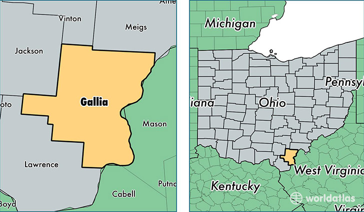 location of Gallia county on a map