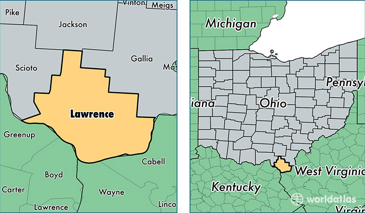 location of Lawrence county on a map