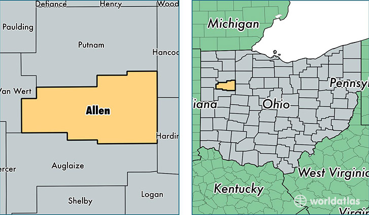 location of Allen county on a map