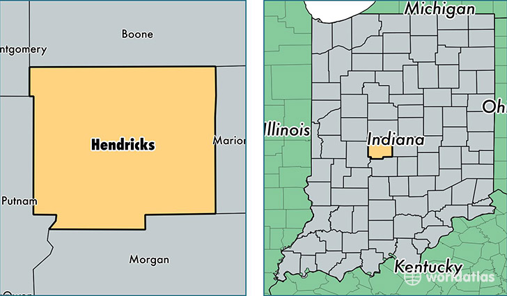 location of Hendricks county on a map