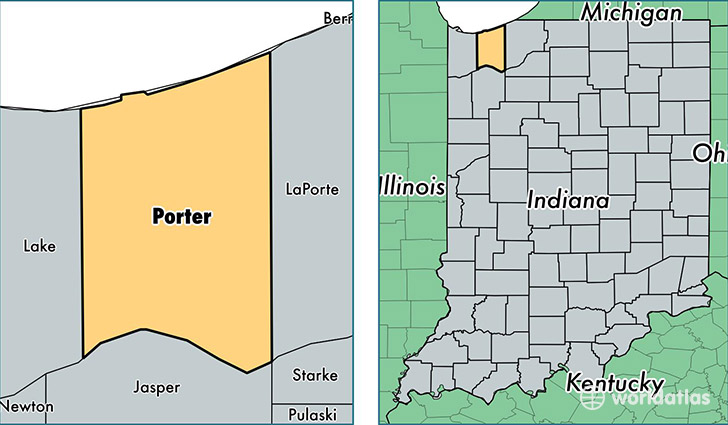 location of Porter county on a map