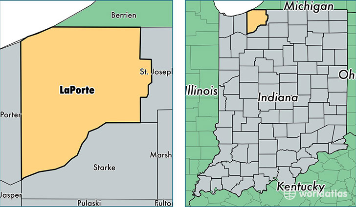 location of La Porte county on a map