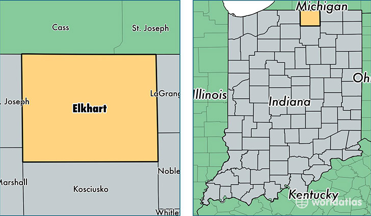 location of Elkhart county on a map
