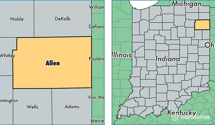 location of Allen county on a map