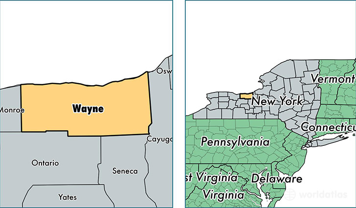 location of Wayne county on a map