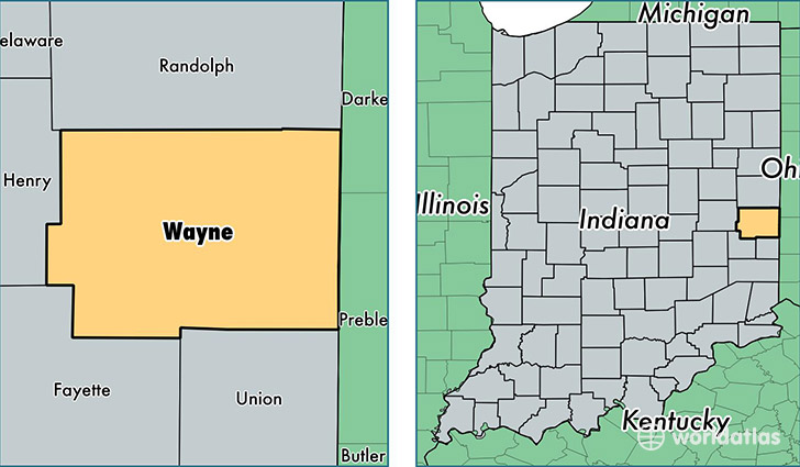 location of Wayne county on a map