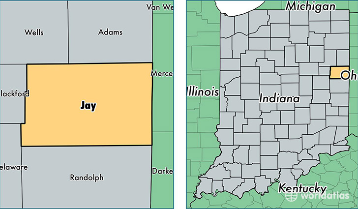 location of Jay county on a map