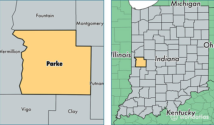 location of Parke county on a map