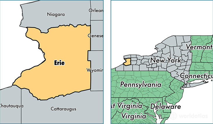 location of Erie county on a map