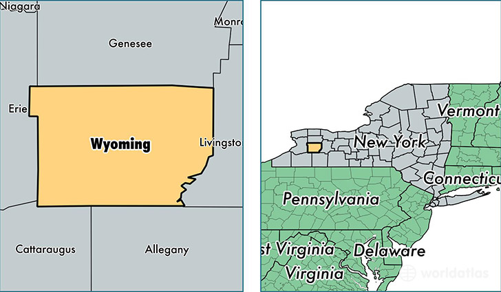 location of Wyoming county on a map
