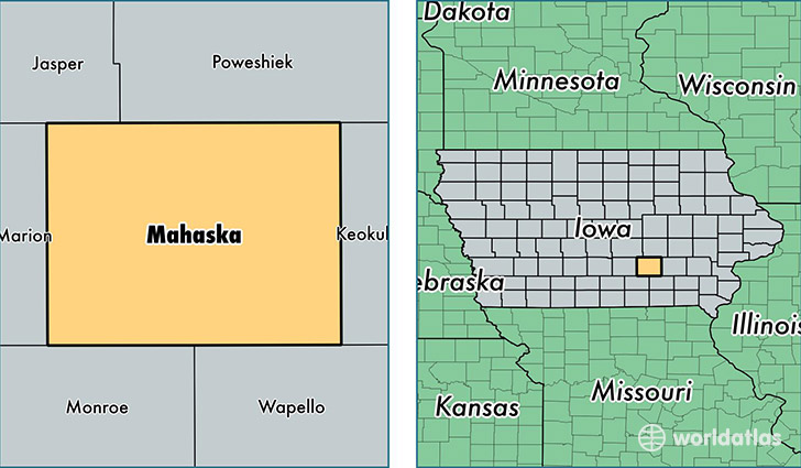 location of Mahaska county on a map
