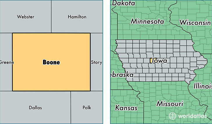 location of Boone county on a map