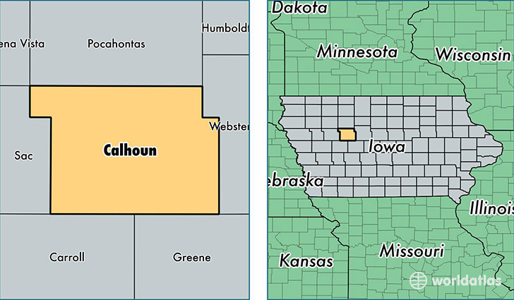 location of Calhoun county on a map