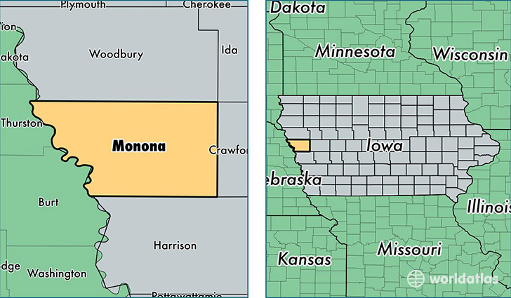 location of Monona county on a map