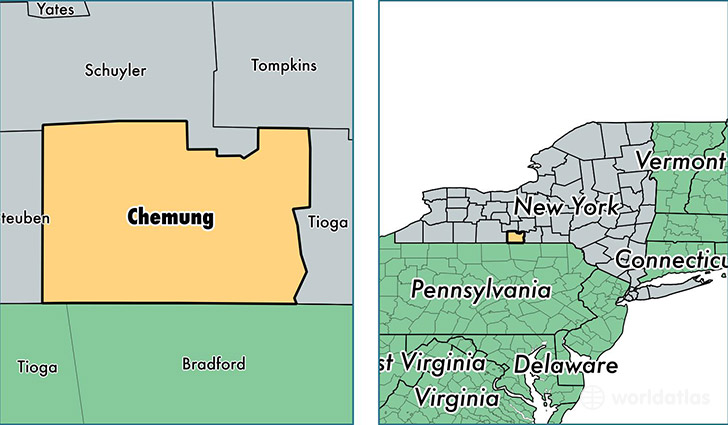 location of Chemung county on a map