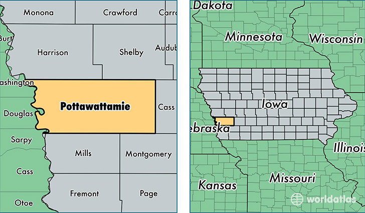 location of Pottawattamie county on a map