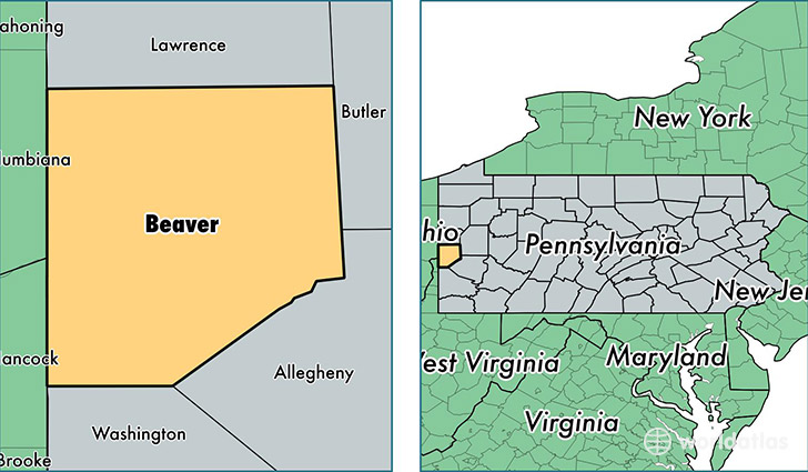 location of Beaver county on a map