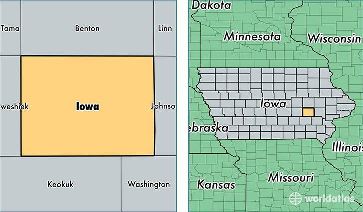 location of Iowa county on a map