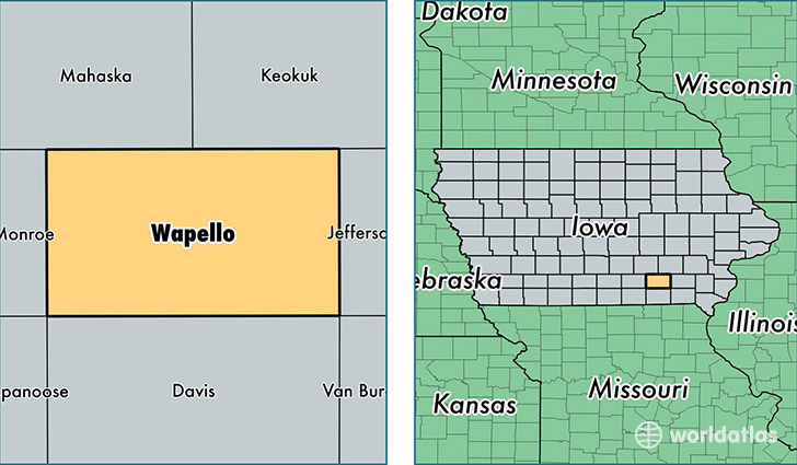 location of Wapello county on a map