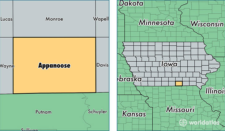location of Appanoose county on a map