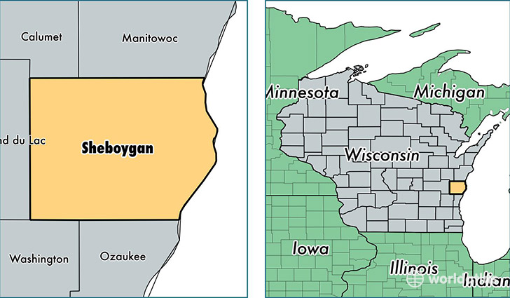 location of Sheboygan county on a map