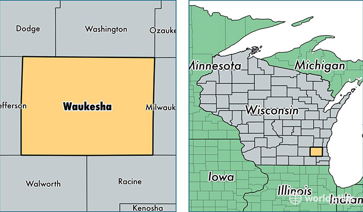 location of Waukesha county on a map