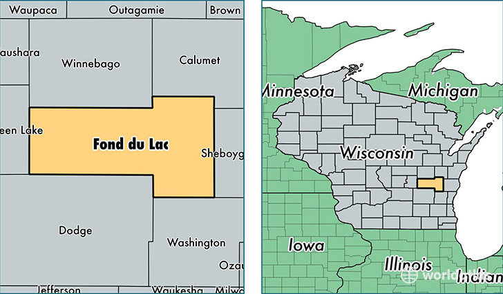 location of Fond du Lac county on a map