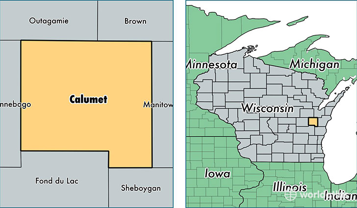 location of Calumet county on a map