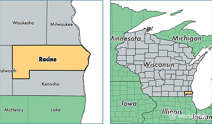 location of Racine county on a map