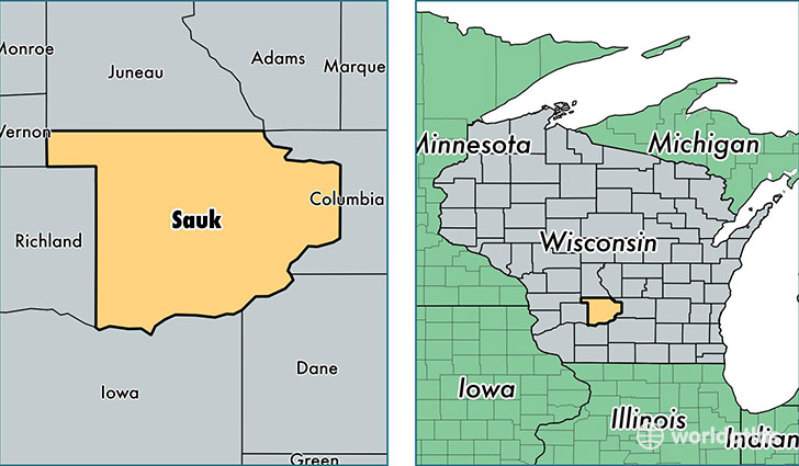 location of Sauk county on a map