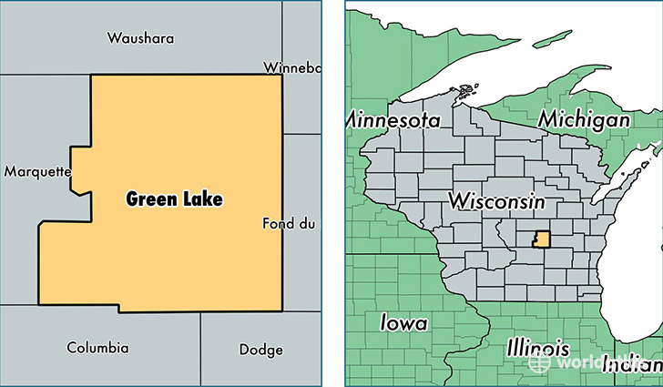 location of Green Lake county on a map