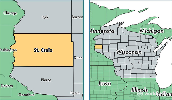 location of Saint Croix county on a map