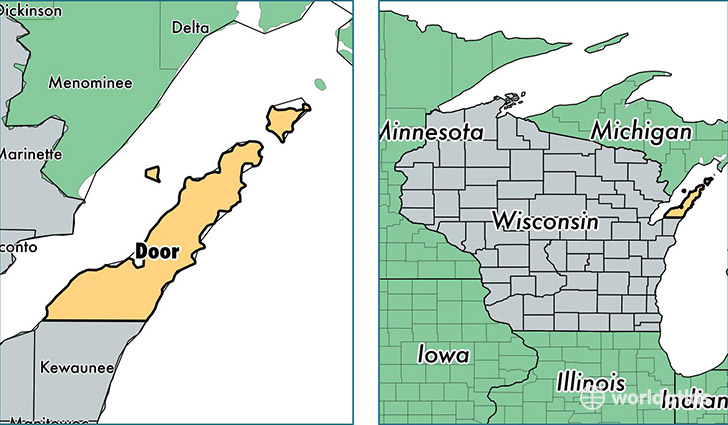 location of Door county on a map