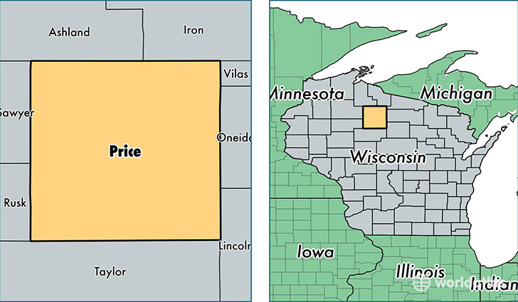 location of Price county on a map