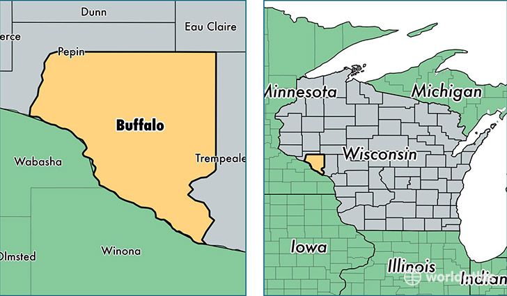 location of Buffalo county on a map