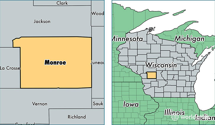 location of Monroe county on a map