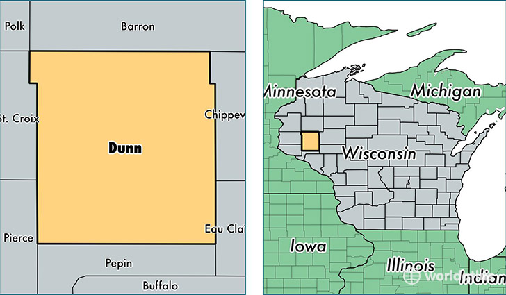 location of Dunn county on a map