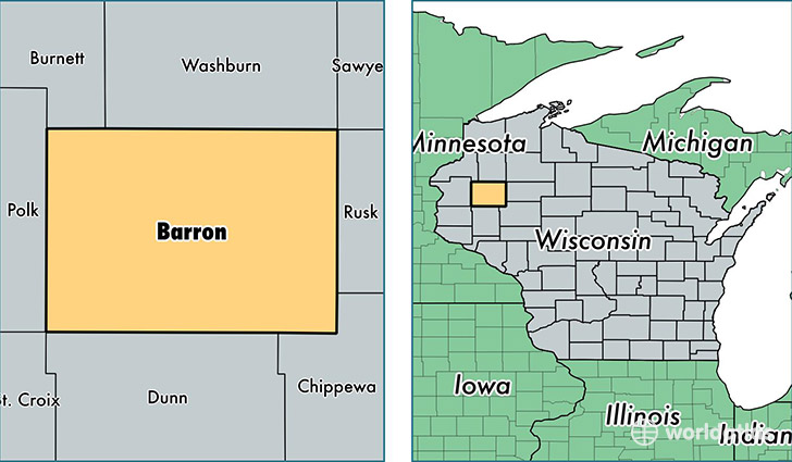 location of Barron county on a map