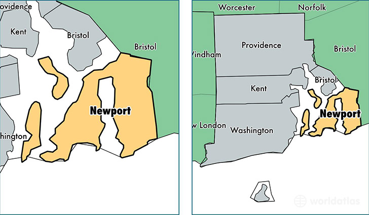 location of Newport county on a map