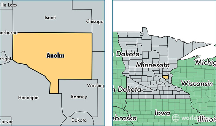 location of Anoka county on a map