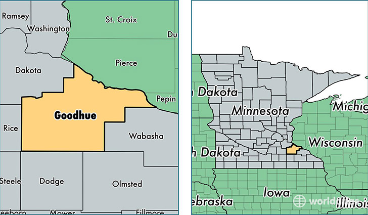 location of Goodhue county on a map