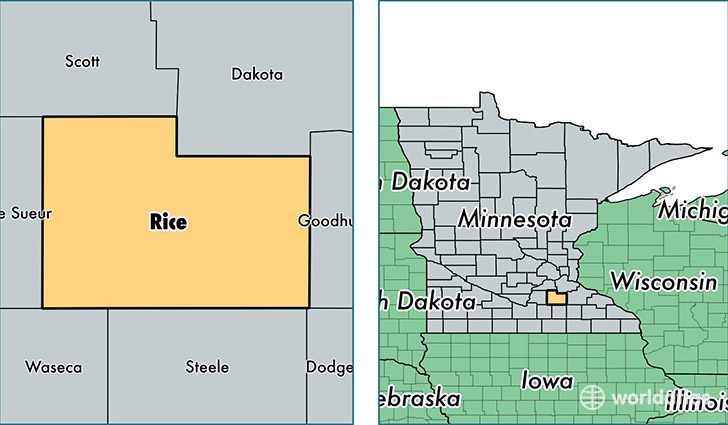location of Rice county on a map