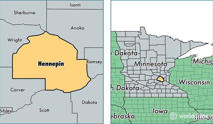 location of Hennepin county on a map
