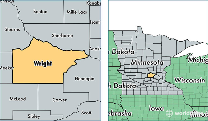location of Wright county on a map